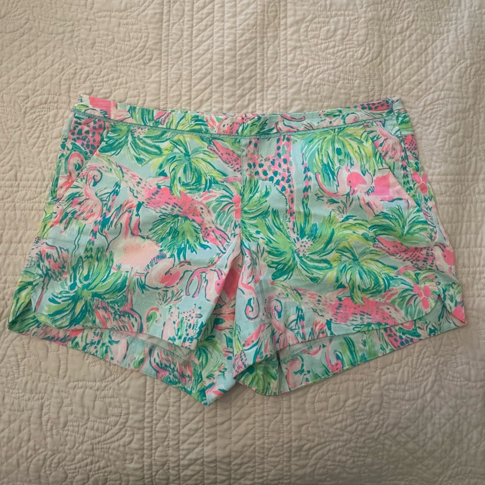 Lilly Pulitzer Women's Tropical Print Shorts - Green and Pink